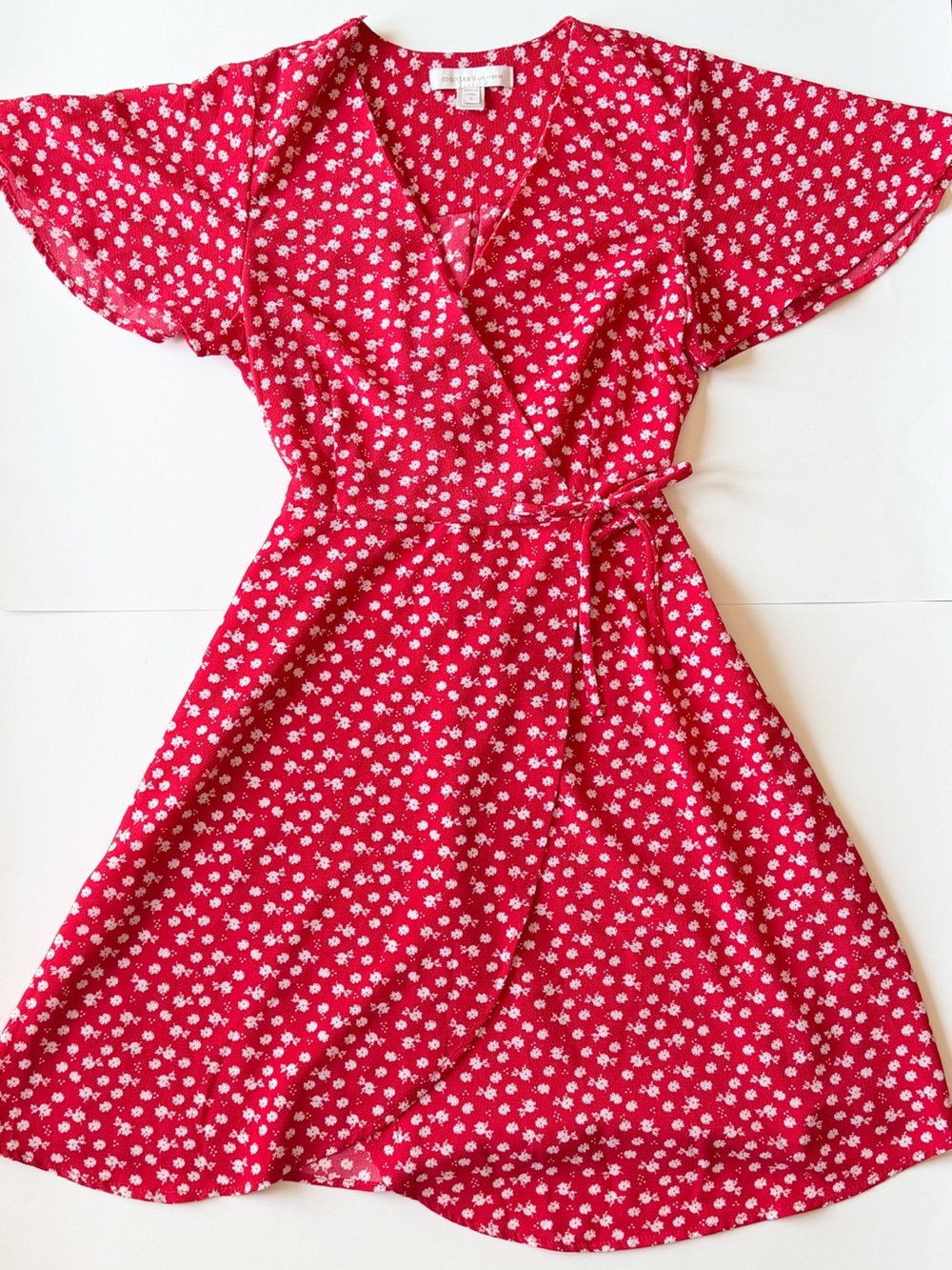 Red Floral Wrap v-neck Dress size small